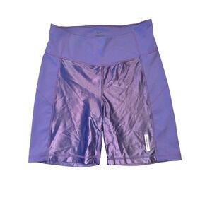 Nike Pro Dri-FIT Womens Purple Metallic Shimmer Compression Biker Shorts Medium